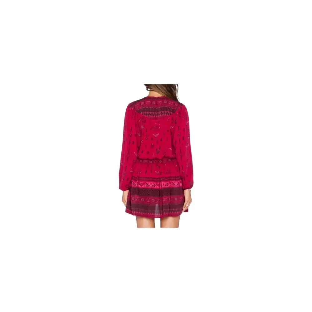 Spell & The Gypsy Phoenix Play Dress – Magenta – Boho Long Sleeve Mini – XS - Picture 3 of 8